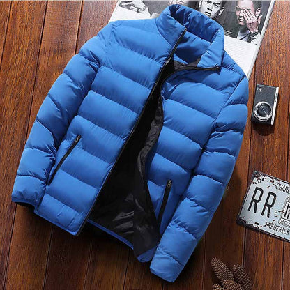 Men's quilted jacket, stand-up collar, padded, for sports