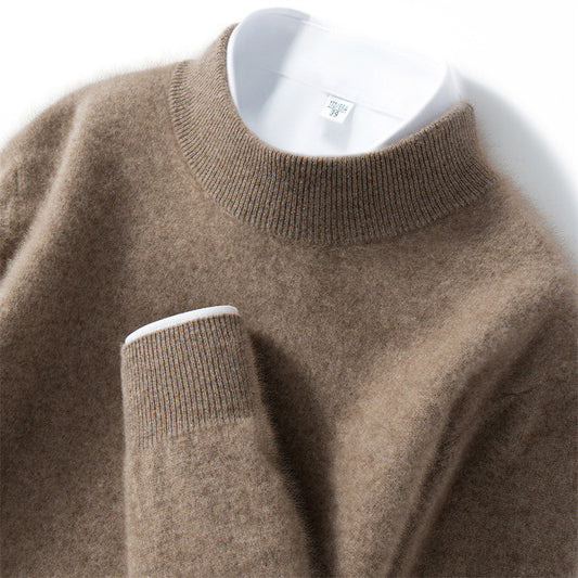 Men's cashmere sweater, 100% cashmere, stand-up collar