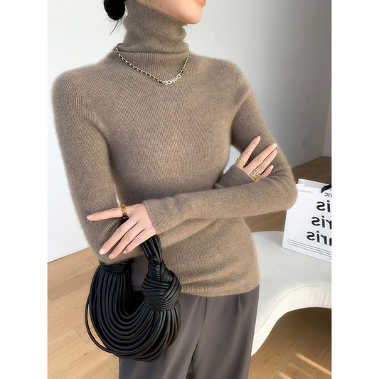 Narrow cut turtleneck knit sweater