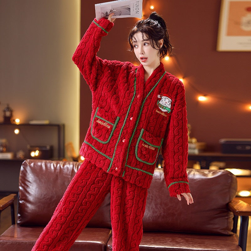 Women's Christmas Pajamas, Flannel, V-Neck