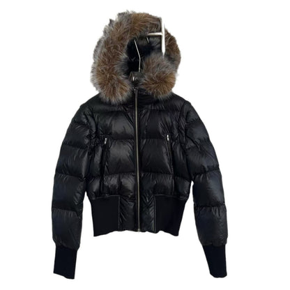 Women's down coat with removable faux fur collar
