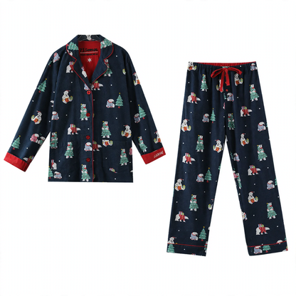 Women's pajama set, cotton, brushed on both sides, warm