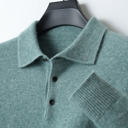 Men's Sweater, Polo Collar, Wool Cashmere, Business
