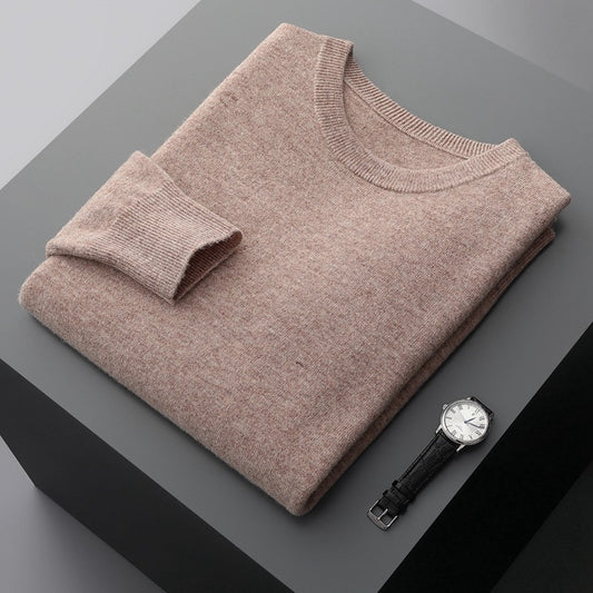 Men's cashmere sweater, crew neck, warm, 350g