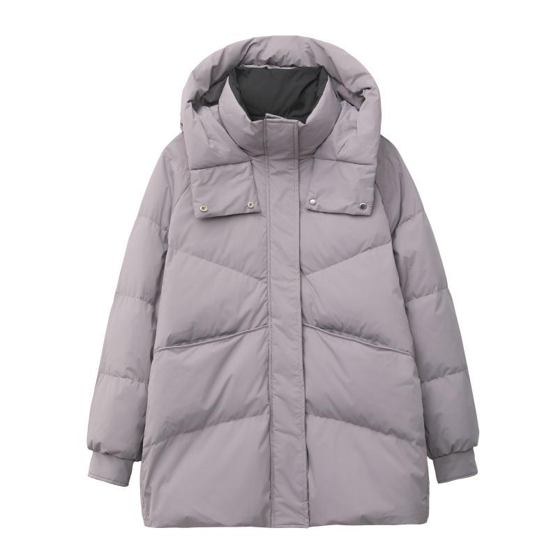 Women's down jacket, mid-length, with contrast design