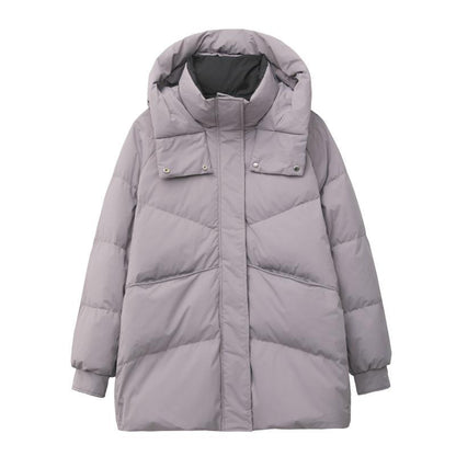 Women's down jacket, mid-length, with contrast design
