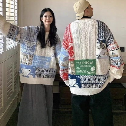 Locker knit sweater in Japanese style for couples