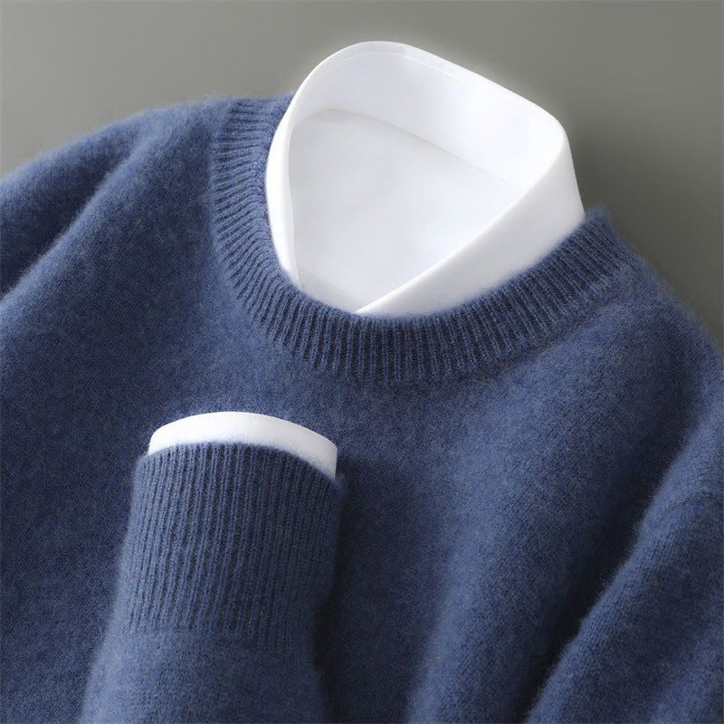 Men's wool sweater with stand-up collar