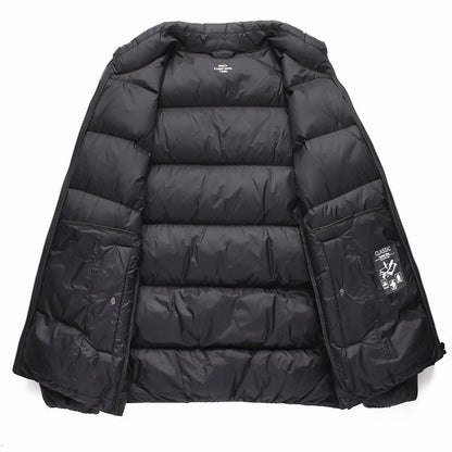 Warm men's down jacket, simple design