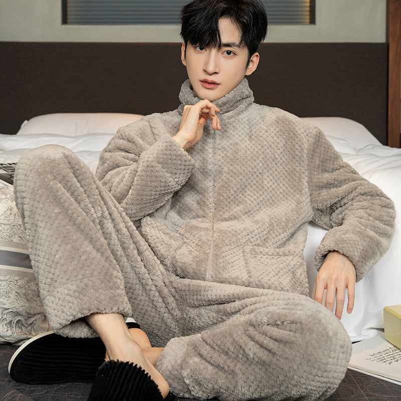 Padded men's house suit set made of coral fleece