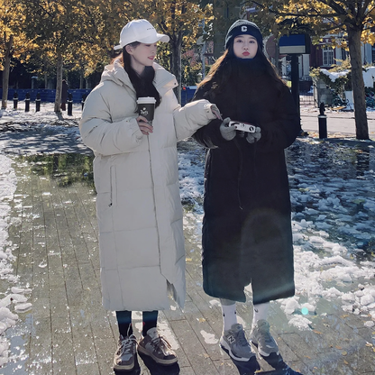 Longer, padded women's coat, knee-length