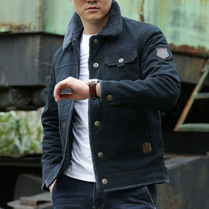 Padded men's winter jacket, loose fit, embroidered