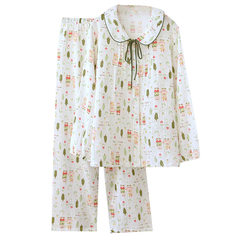 Cotton crepe house suit, long, lightweight