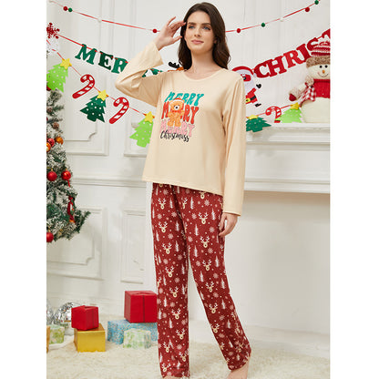 Women's pajamas, round neck, for autumn and winter
