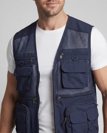 Men's multifunctional mesh utility vest with multiple pockets EVA-US