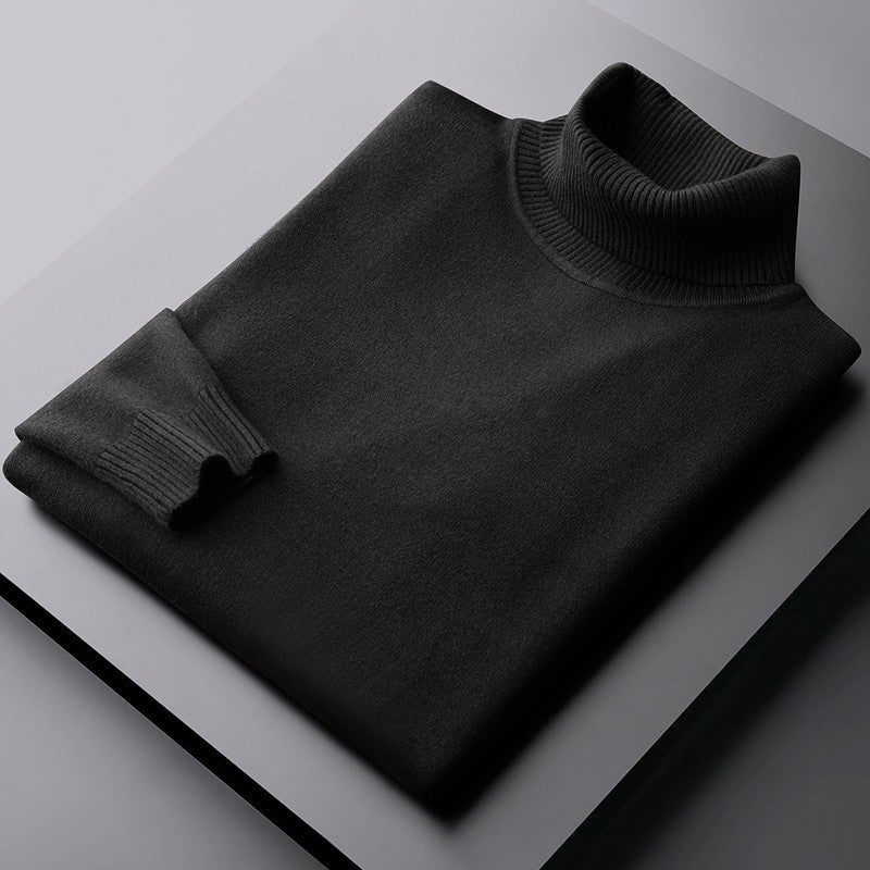 Padded men's knitted sweater with stand-up collar