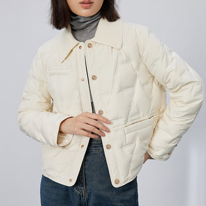 Lightweight, short women's down jacket