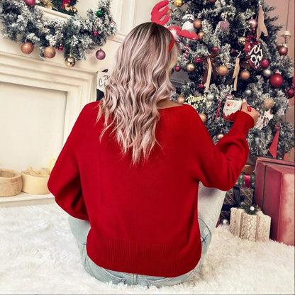 Women’s Christmas sweater, round neck, plus size