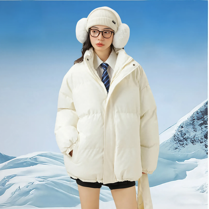 Unisex quilted jacket, stand-up collar, lined, solid color