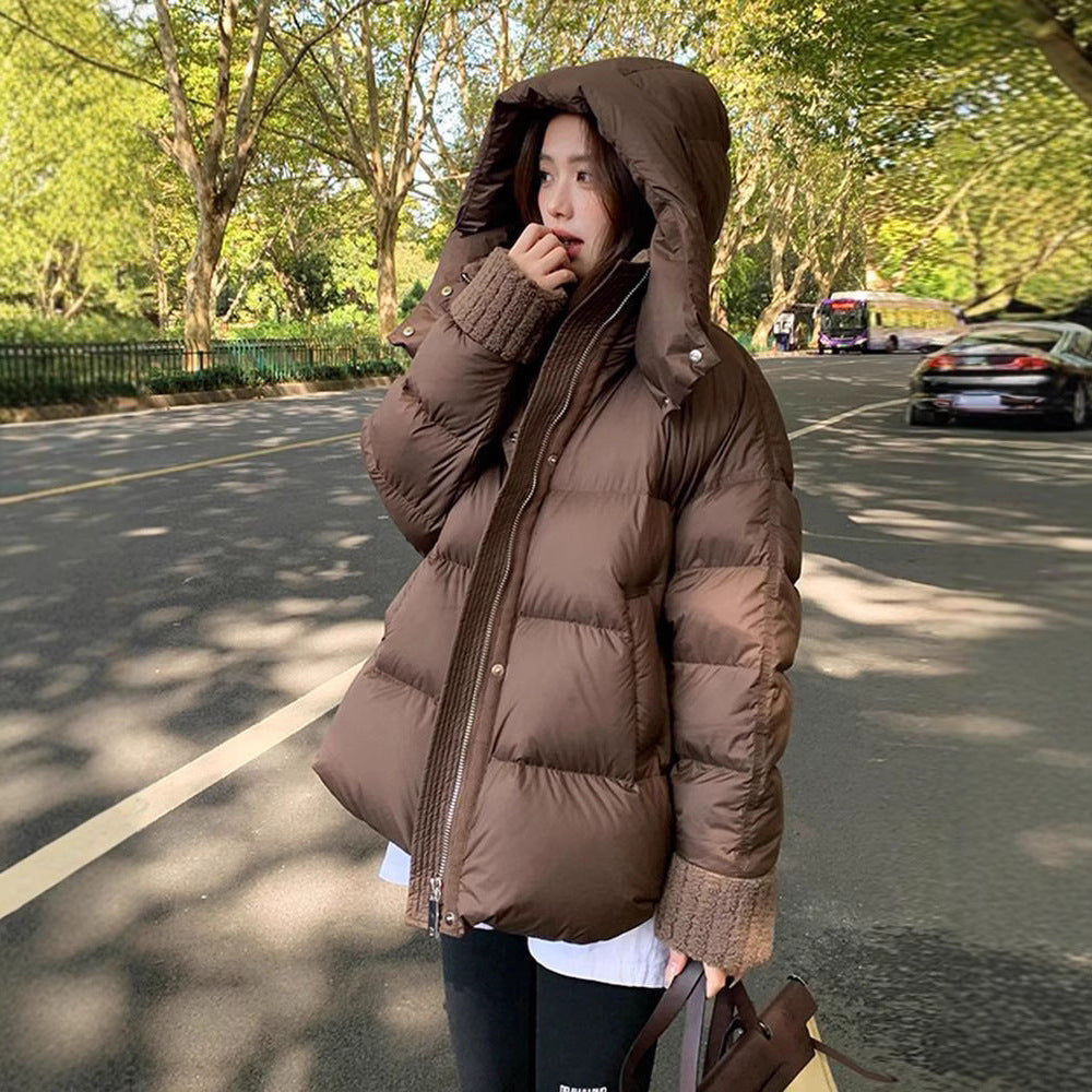 Padded winter jacket with faux sheepskin collar