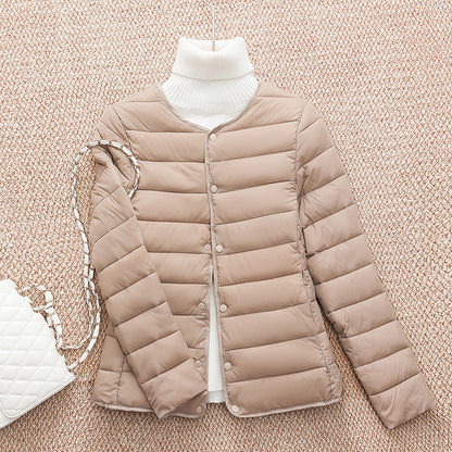 Light women's quilted jacket, short, tailored