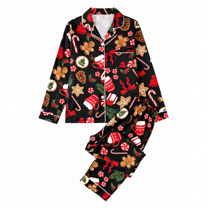 Women's Pajamas, Long Sleeve, with Cartoon Christmas Design