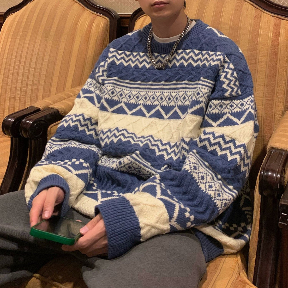 Retro knitting sweater in vintage style