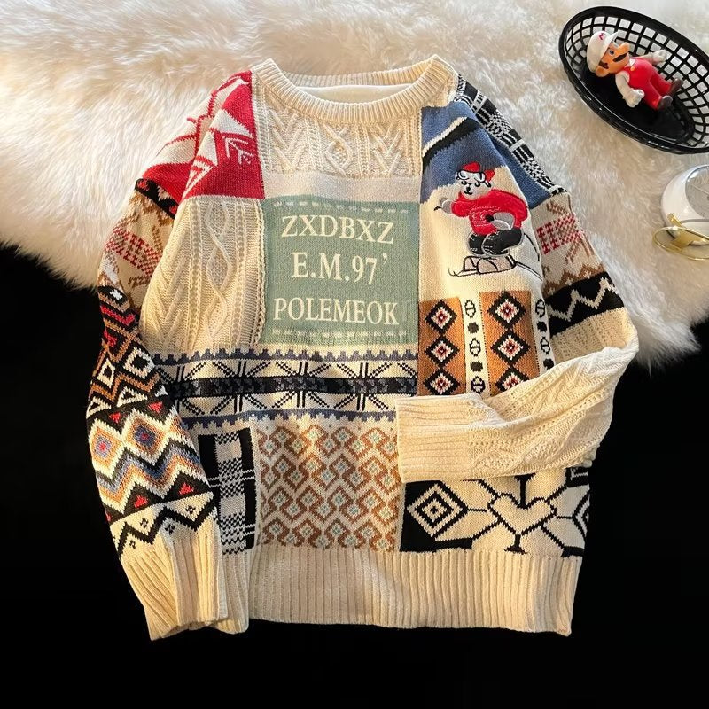 Nordic retro knitted sweater, lined, for women and men