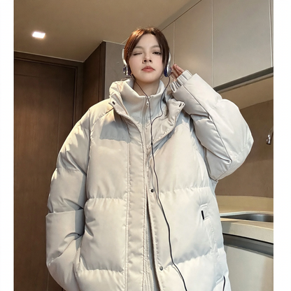 Padded unisex jacket with stand-up collar