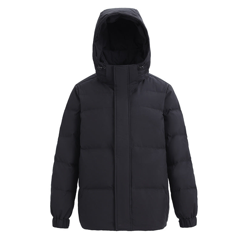 Short down jacket with removable hood for women