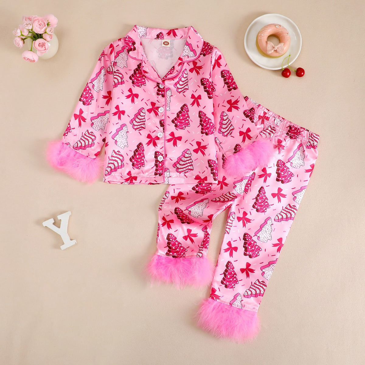Girls' Pajama Set, Long Sleeve, with Collar
