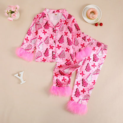 Girls' Pajama Set, Long Sleeve, with Collar