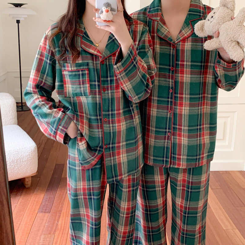 Christmas check house suit for women, brushed