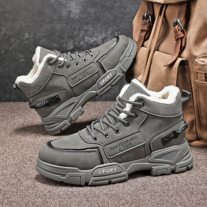 Padded men's winter boots, slip-resistant and warm