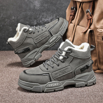 Padded men's winter boots, slip-resistant and warm