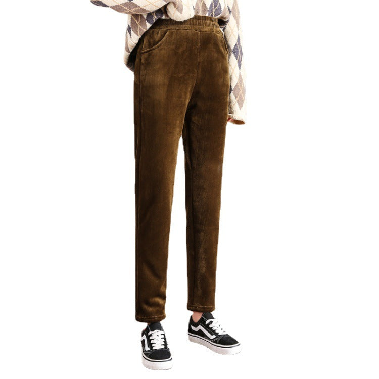 Ladies corduroy trousers, padded, casual fit