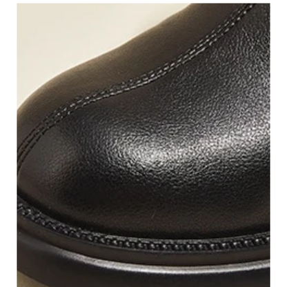 Women's leather ankle boots with back zipper and low heel