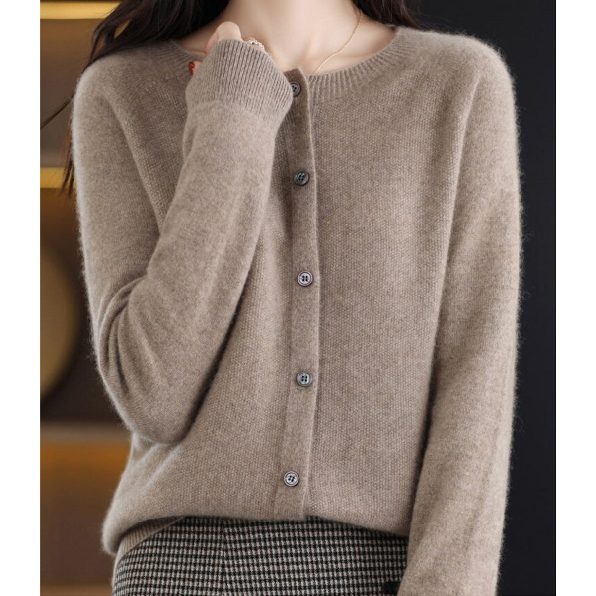 EVA-US | Merino wool women's O-neck cardigan cashmere sweater