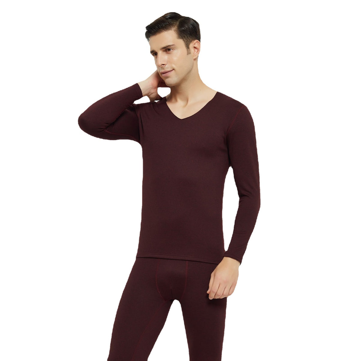 Men's Thermal Set, V-Neck, Brushed, Seamless