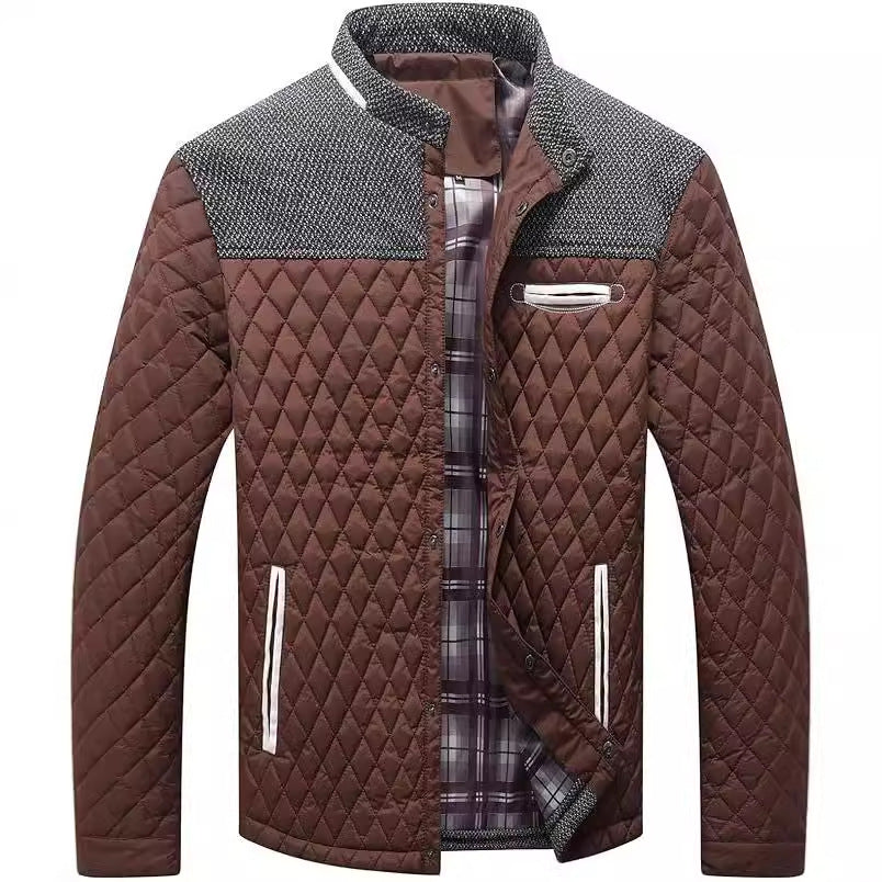 Men's padded jacket, checked, for leisure and sport