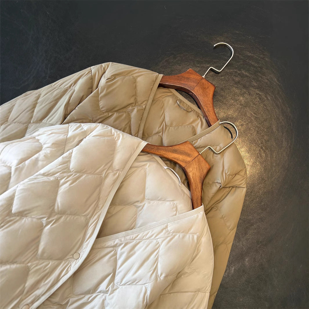 Lightweight down jacket, V-neck, quilted, Unisex
