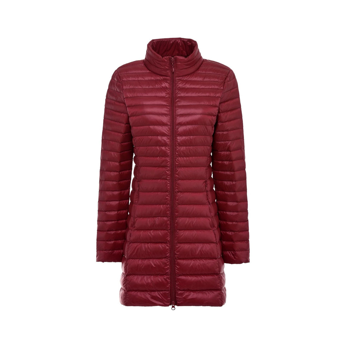 Women's down coat, mid-length, stand-up collar