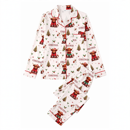 Ladies' house suit with collar and Christmas motif