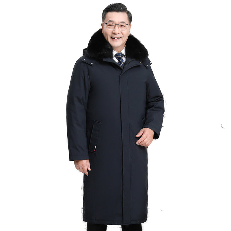 Men's down coat, long, with removable inner lining