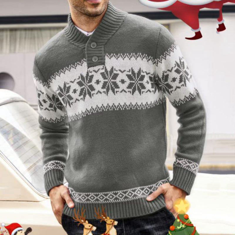 Christmas knit sweater, jacquard pattern, long sleeve