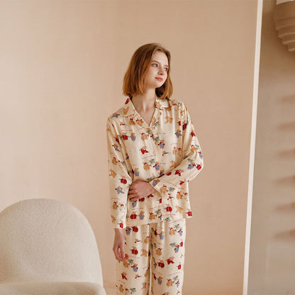 Women's Pajama Set, Cotton, Brushed, Christmas Bunny Print