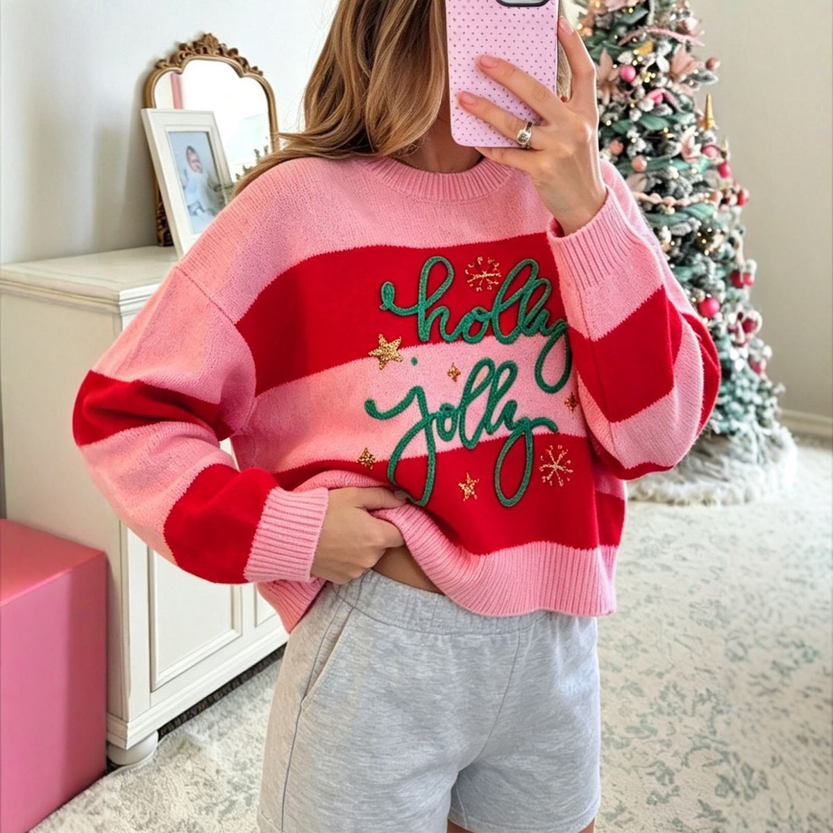 Christmas knitted sweater with letter motif