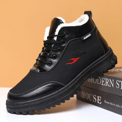 Padded men's winter boots, slip-resistant, water-repellent