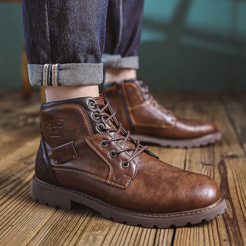 Men's retro-style boots with zipper