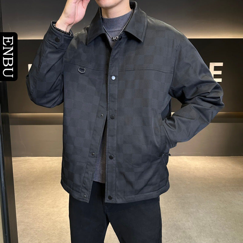 Men's down jacket with lapel collar, 90% white duck down